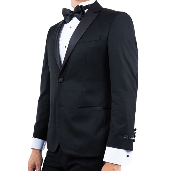 Notch Lapel (Tailored to Move and Flex) Tuxedo Separates Coat, Black by ZeGarie - Picture 3 of 5